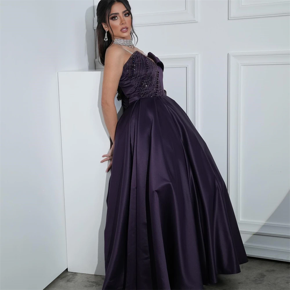 Customized Simple Sequin Strapless A-line Empire Party Dress Floor Length Sleeveless Formal Evening Gowns платье женское