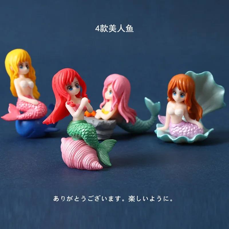 Mini Cute Shell Mermaid Small Statue Whale Tail Dolphin Castle Model Ornament Crafts Baby Ocean Animals Toy Bath Toy Kids Gifts