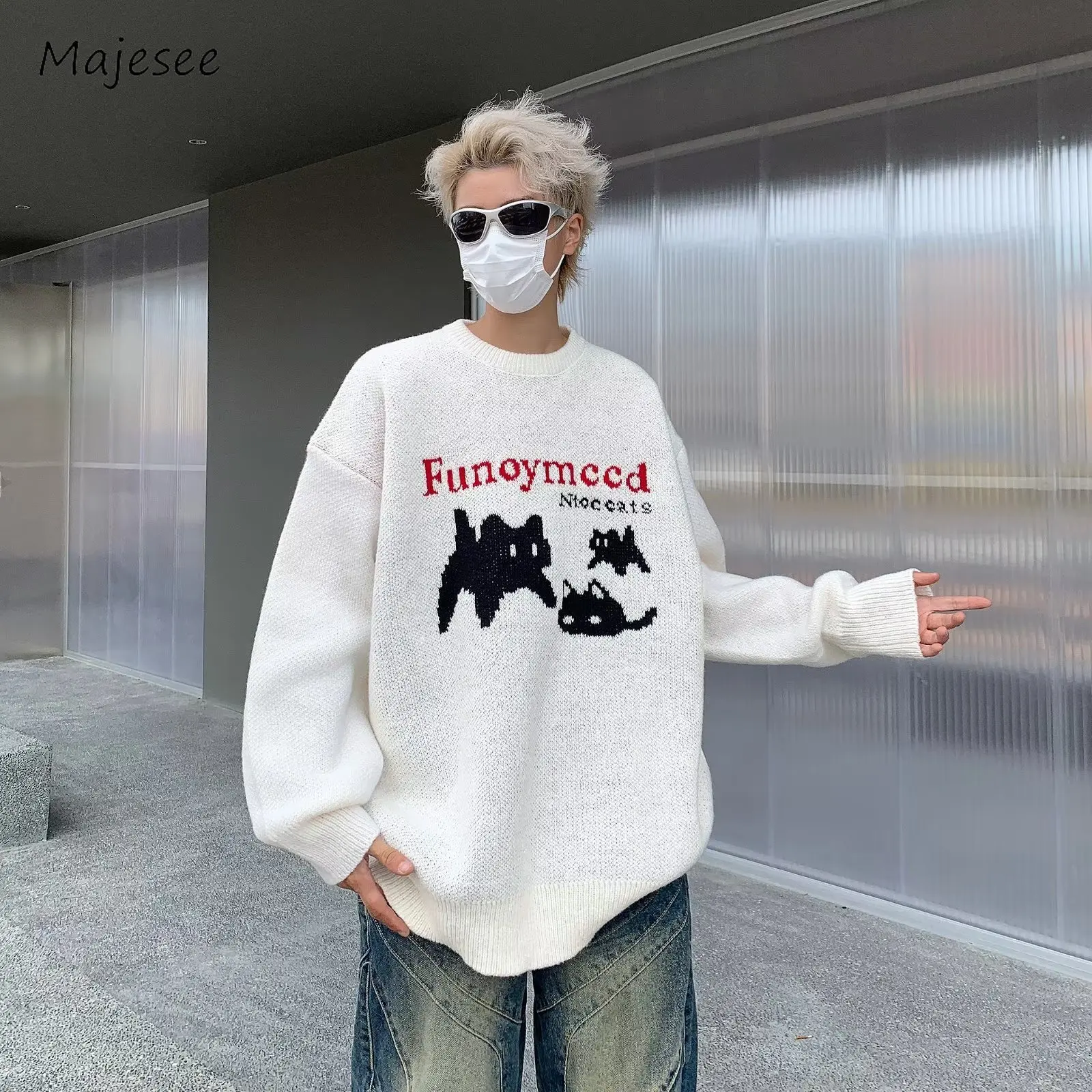 

Sweaters Men Y2k Slouchy Winter Harajuku American Retro Knitwear Warm Fashion Casual High Street Pullovers All-match College New