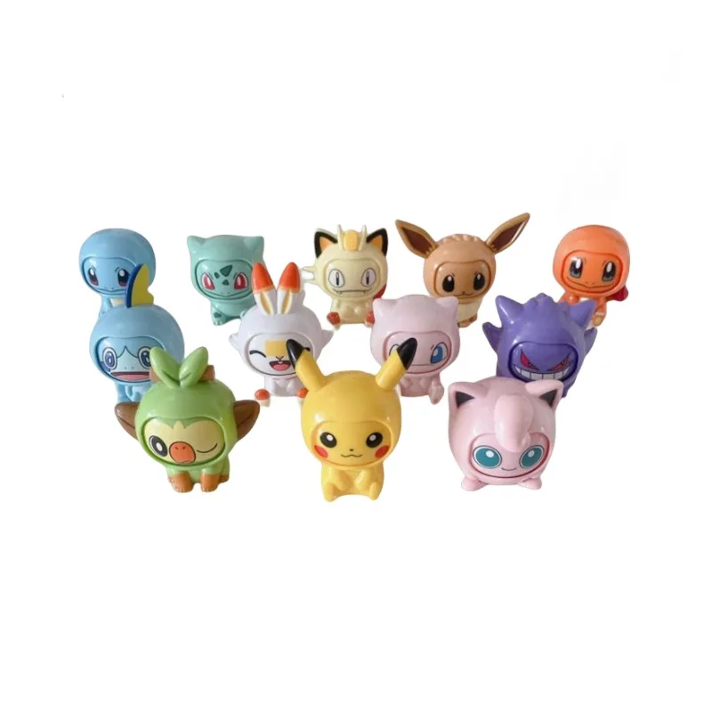 Anime Pokemon Action Figures Pikachu Gengar Squirtle Eevee Face Changing Doll Collection Ornaments Model Toy Children Gifts