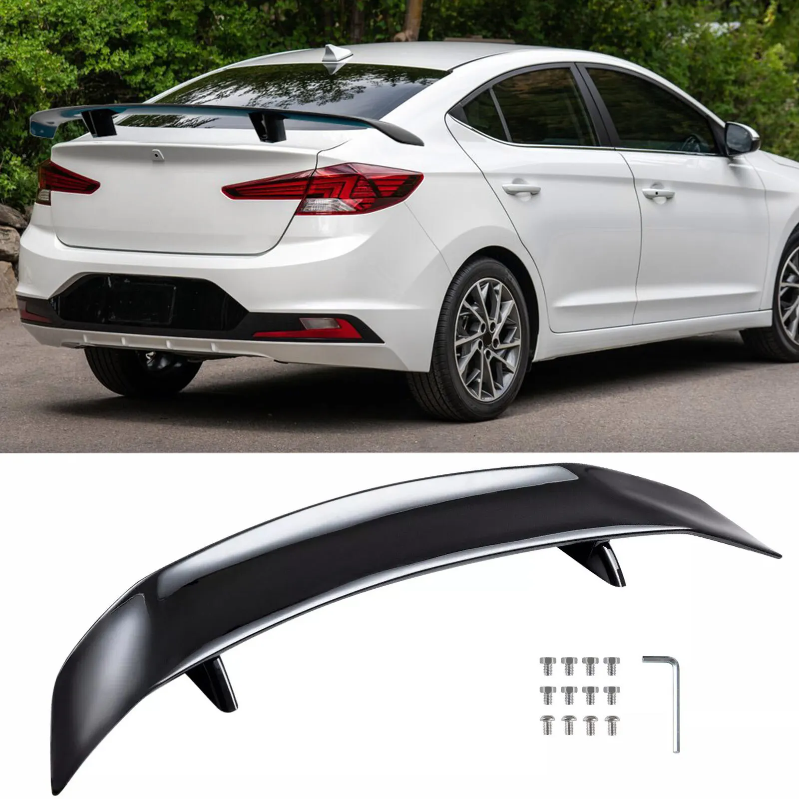 

47" Rear Trunk Spoiler Racing GT Wing Gloss Black For Hyundai Elantra 2019