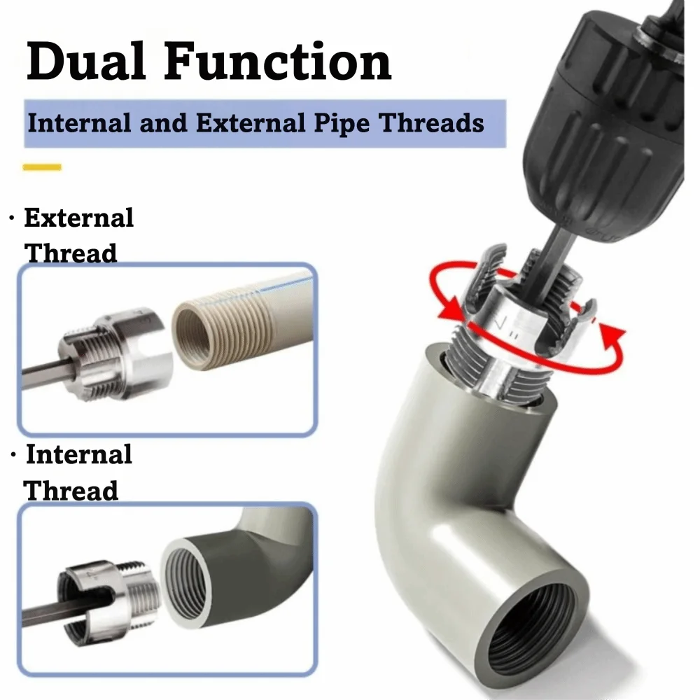 

1 Inch Pipe Threader Internal External Easy-Operate Pipe Tapping Tool Powerful Claw Multi-Use PVC PPR Threading Tap