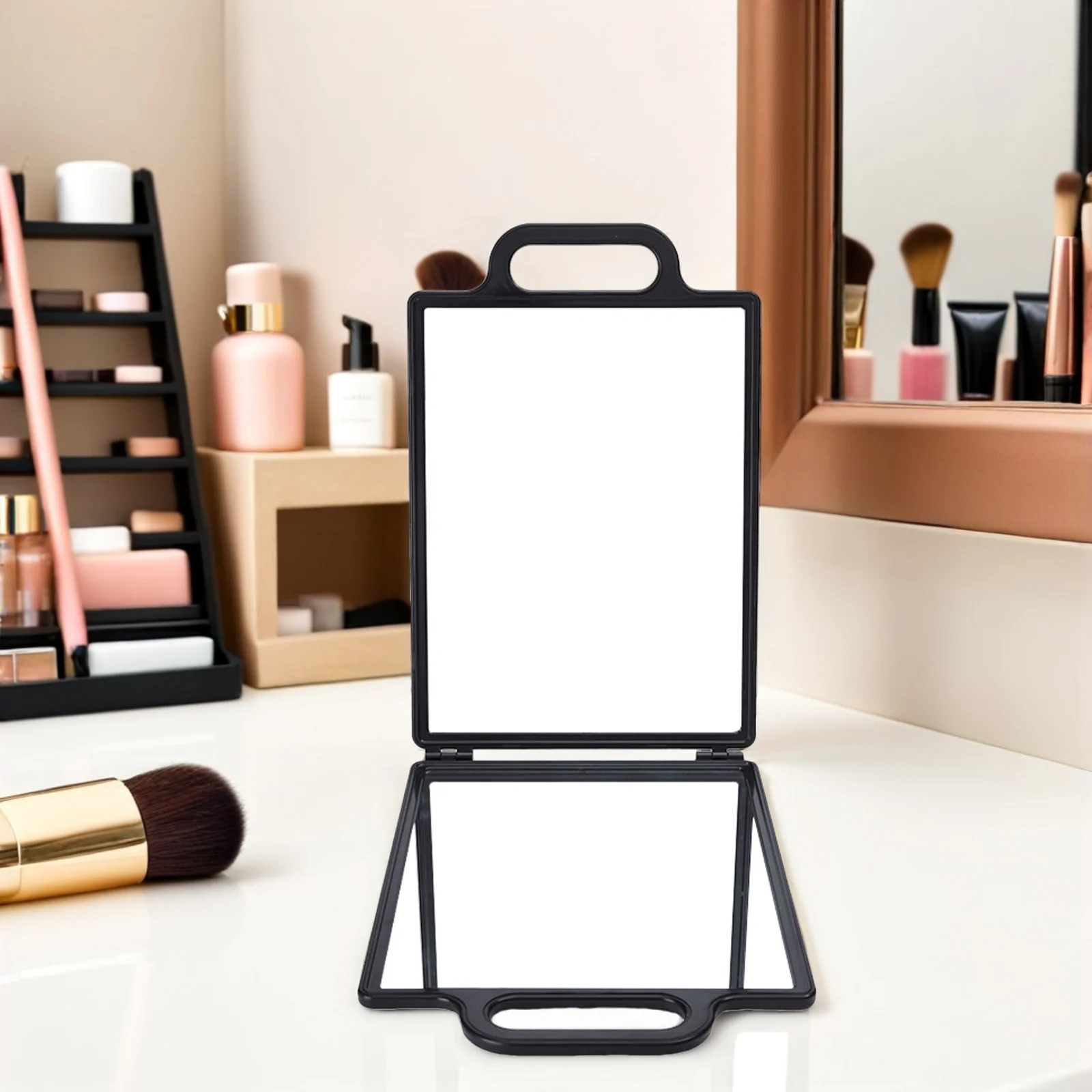 Double-Sided Folding Hairdresser Mirror Salon Back View Tool Portable Folding Rear View Mirror Haircutting Styling Accessory