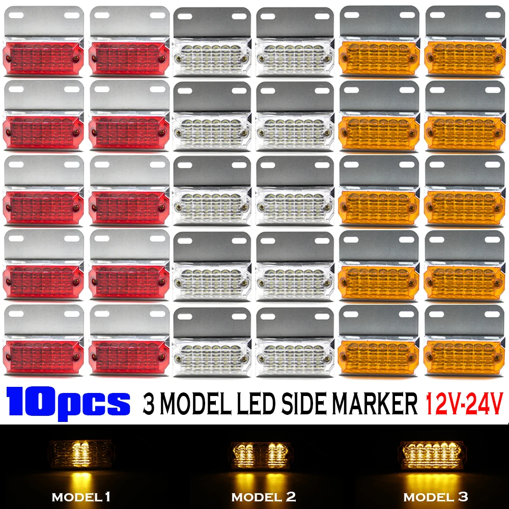 

10pcs 24V 15 LED Car Truck Side Marker Light Car External Light Warning Tail Signal Indicator Lamp Indicator Trailer Lorry