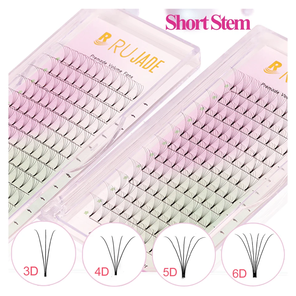 

Lashrujade Premade Volume Fans Short Stem 3d/4d/5d/6d Russian Volume Professional Eyelash Extension Faux Mink Lash Makeup Cilios