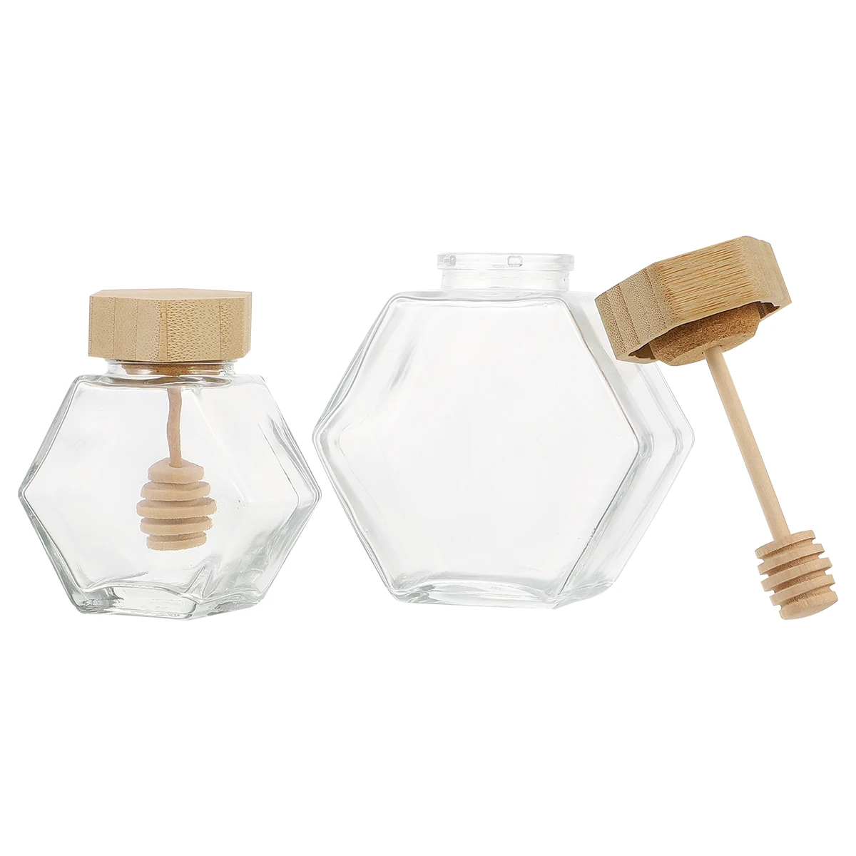 

2 Pcs 100ml 220ml Glass Bottle Wooden Lid Sealed Jars Clear Honey Pot Food Storage Containers Safe Secure Packaging