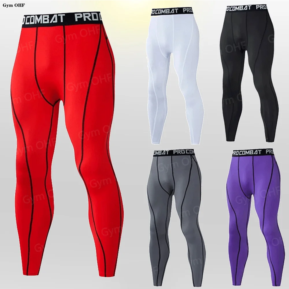 Men's Compression Pants Cycling Running Basketball Soccer Elasticity Sweatpants Fitness Tights Leggings Trousers Men Rash Guard