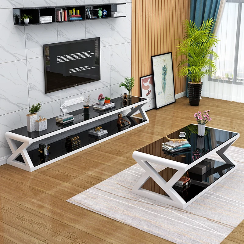 Rectangle Low Coffee Tables Storage Black Glass Minimalist Nordic Coffee Table Modern Design Hotel Mesa Auxiliar Furniture