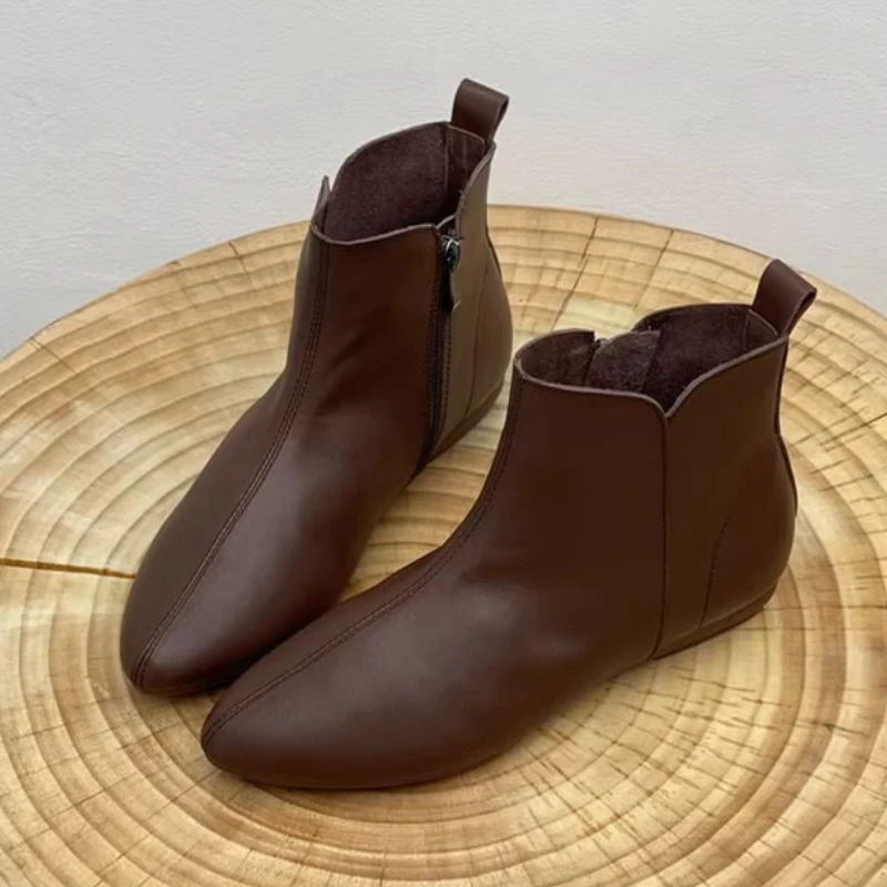 

Ankle Boots for Women Flats Shoes Fashion Pointed Toe Snow Boots Designer 2025 Winter Trend New Chelsea Woman Shoes Mujer Botas