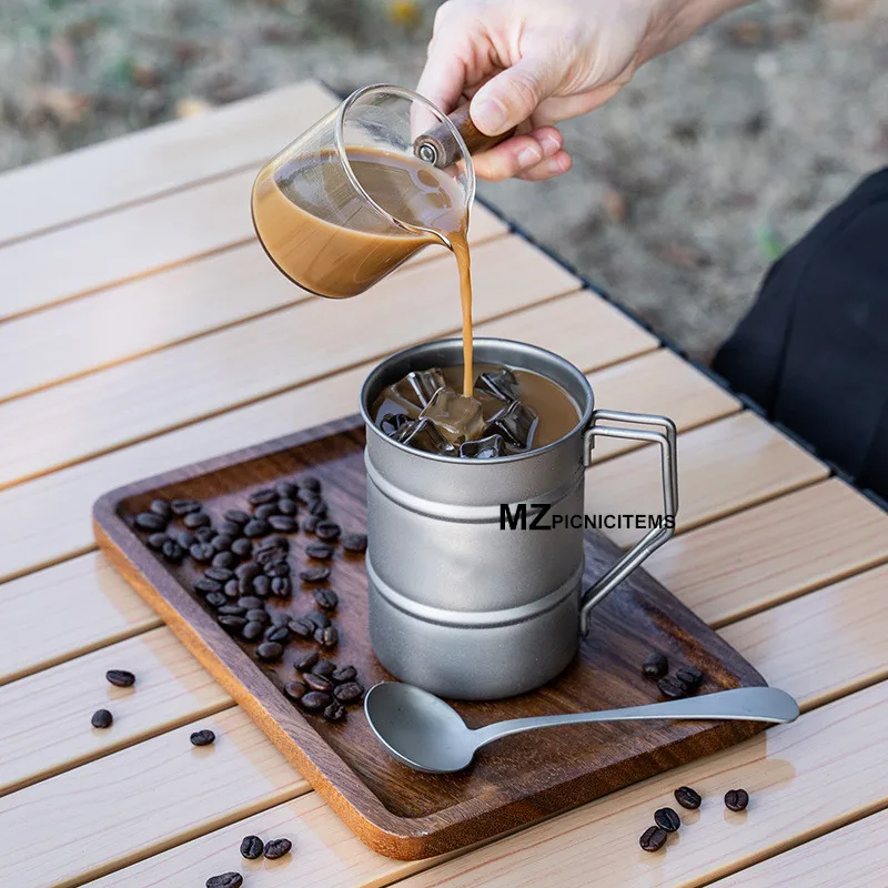 

Camping Supplies Hiking Tableware Titanium Spoon Kettle Outdoor Cookware Bbq Cup For Picnic Mug Coffee Maker Tourism Accessories