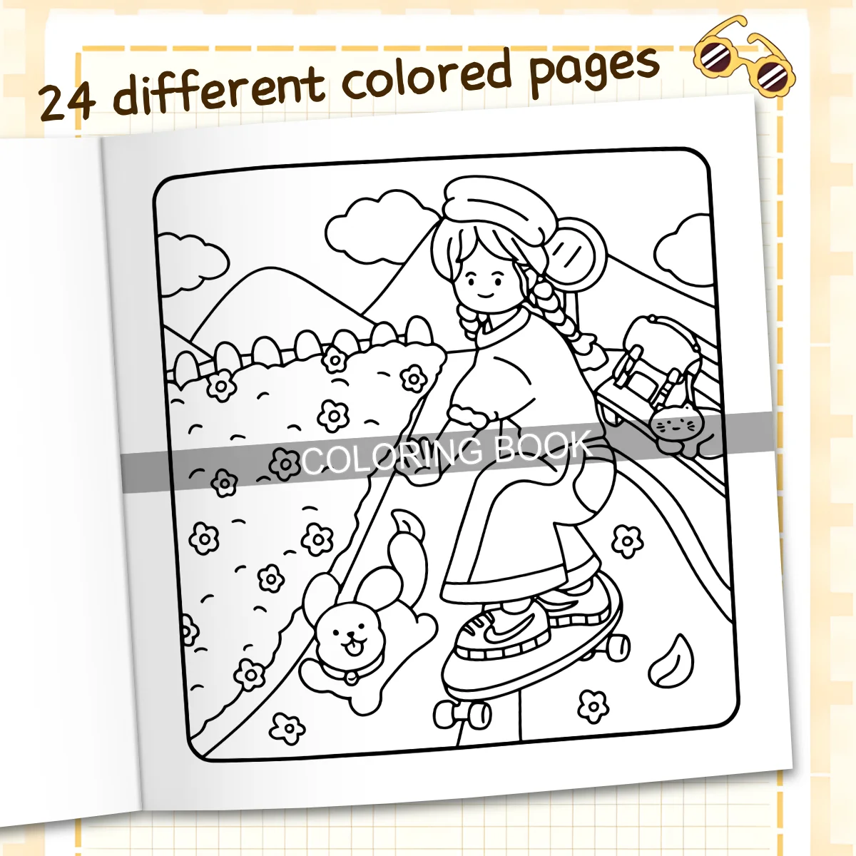 90s GIRL VIBES Coloring Book for Adults Featuring Cartoon Bold-easy Patterns for Relaxation Kids DIY Painting Drawing Books ﻿