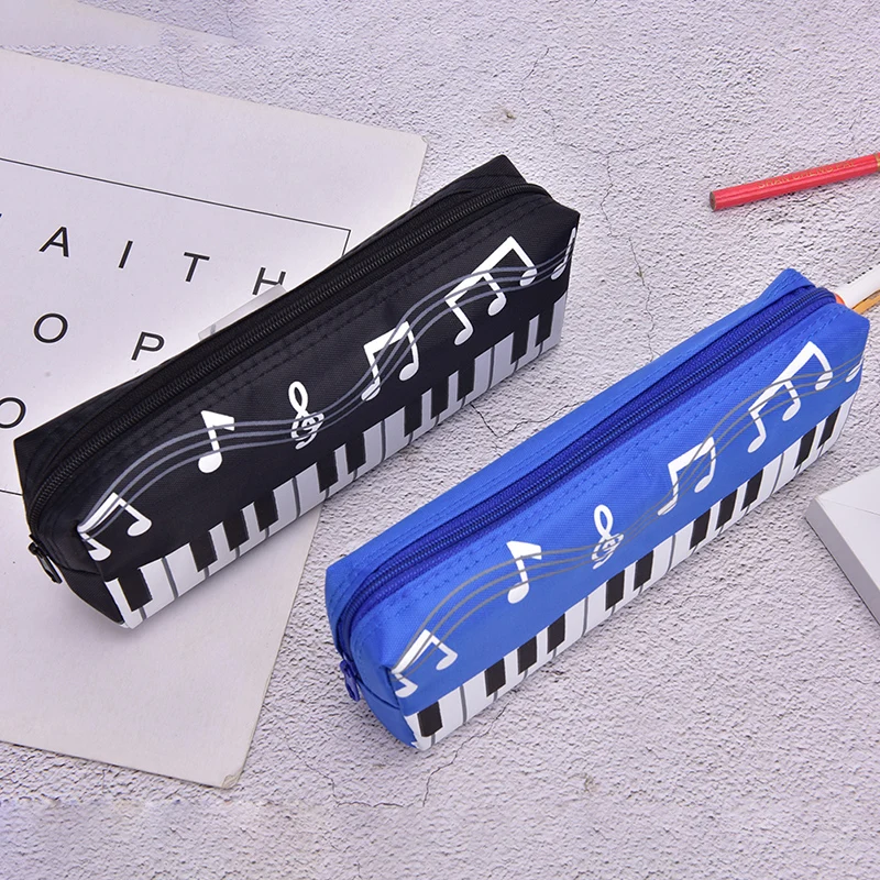 Music Notes Piano Keyboard Pencil Case Pen Bags Large Capacity Stationery Office