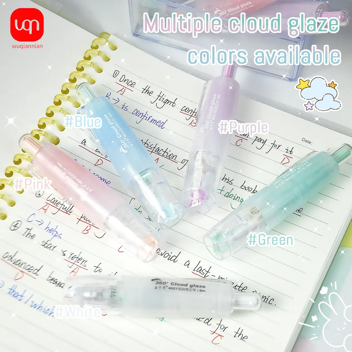 WQN-1PC High-Value Correction Tape with 4 Replaceable Refills, Can Correct Mistakes, Student Office Stationery Supplies
