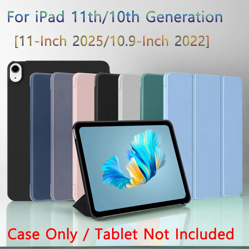 Case for iPad (A16) 11 2025 11th Generation /10th Generation 10.9 2022 Tri-fold Stand Flip Cover with Soft TPU Back Shell