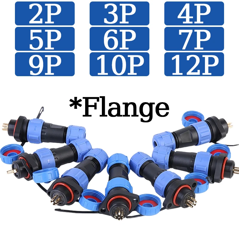 

5/10/100Set Aviation plug socket connector Flange SP13 SP16/SP17 SP20/SP21 Male Female IP68 waterproof 2 3 4 5 6 7 9 10 12 PIN