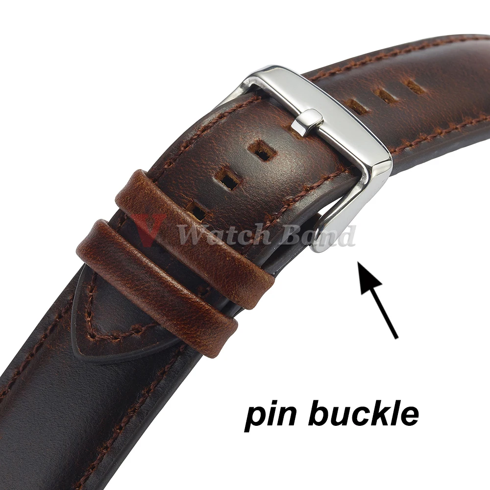 الذهب دبوس مشبك العالمي خمر جلد البقر حزام ساعة اليد البني رئيس طبقة جلد البقر حزام الساعات اكسسوارات 18 مللي متر 20 مللي متر 22 مللي متر 24 مللي متر 26 مللي متر #5
