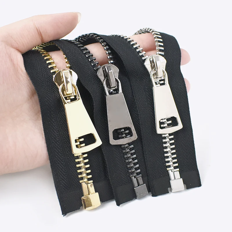 

1Pc 8# Metal Zipper 70/80/90/100cm Single Slider Open End Zippers Bag Jacket Clothes Auto Lock Zip Repair Kit Sewing Accessories