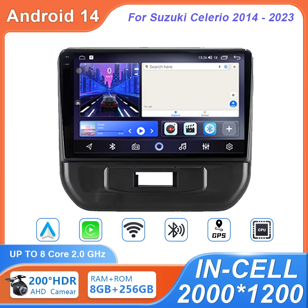 For Suzuki Celerio 2014-2023 Android 14 Radio Multimedia 5G GPS Navigation 2 Din Carplay Screen Central Console Stereo