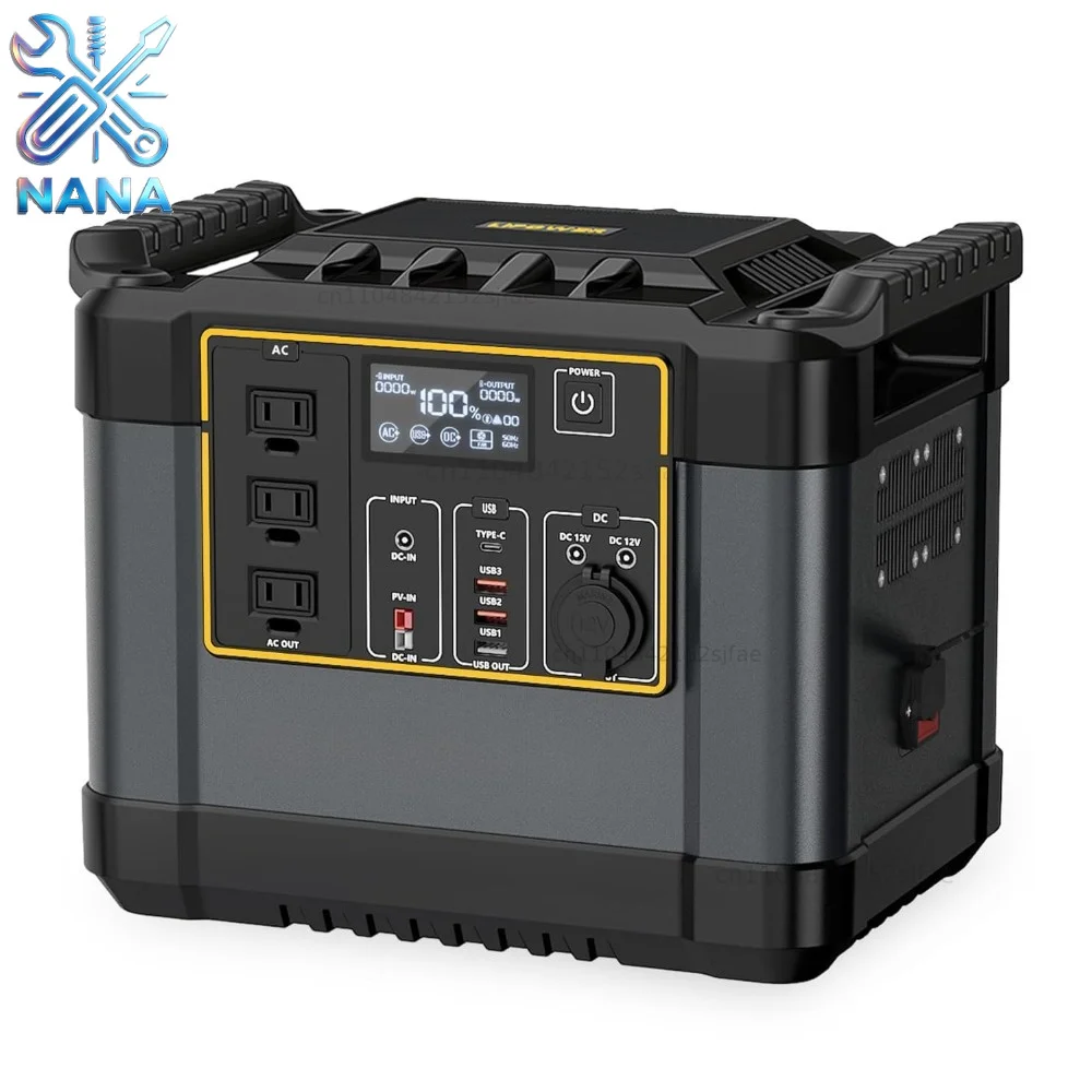 Portable Power Station 1075Wh LiFePO4 Battery,1200W (2000W Peak) Solar Generator with 10ms UPS,50-Min Fast Charge,Plug, Custom