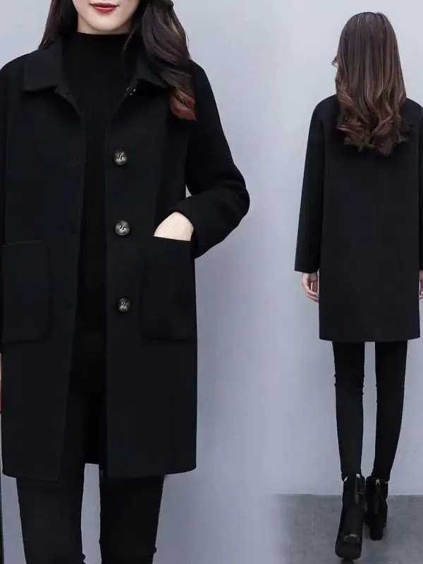 

Red Woolen Coat Women's Mid-Length Trendy Autumn Winter New Sle High-End Feeling Mom's Luy Year Button up Casual Coat