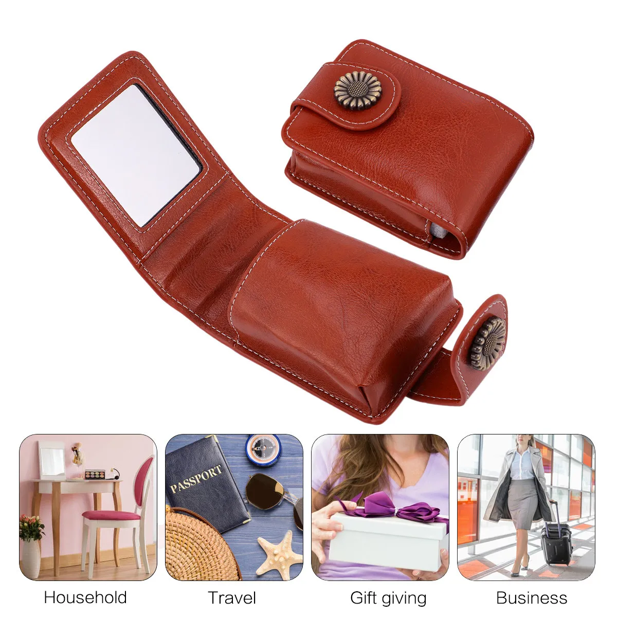1Pcs Wine Red Premium Lipstick Carrying Case Small Pouch with Mirror Holds 3 Lipsticks Elegant Makeup Organizer Travel