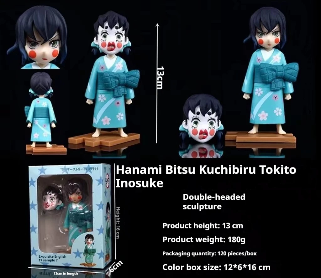 Figuras Demon Slayer Kimetsu no Yaiba Tanjiro Zenitsu Inosuke figura de acción adorno de coche personaje de Anime modelo juguete para regalo
