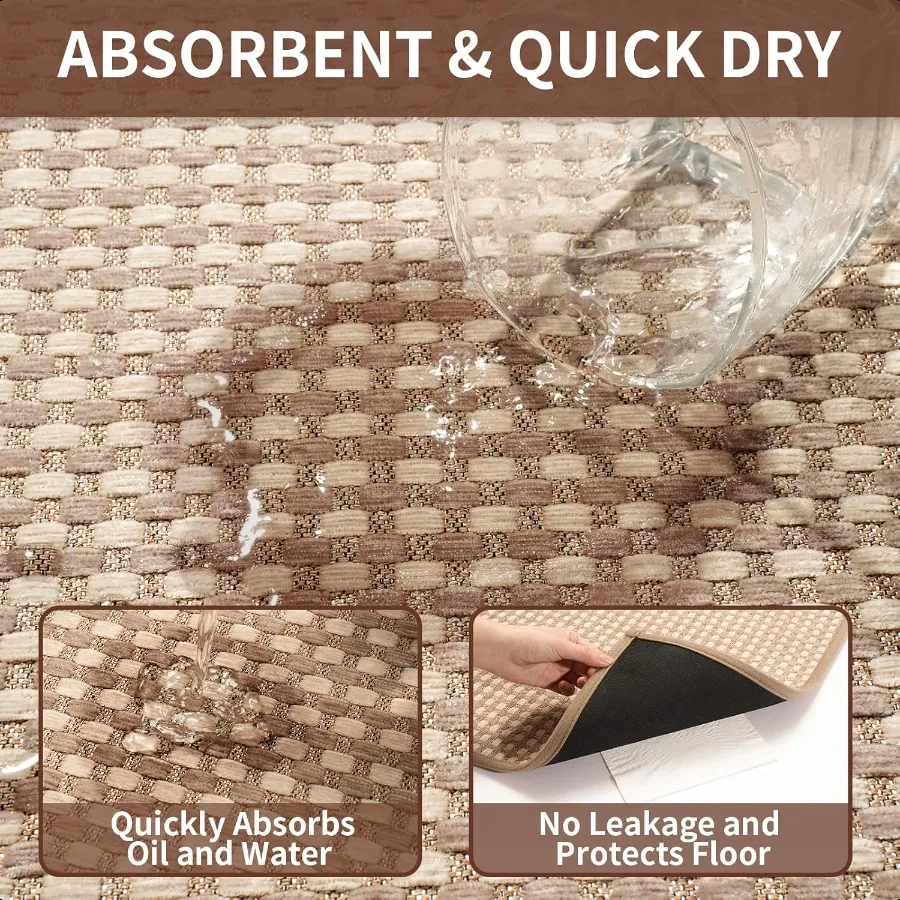 Long Kitchen Runner Rugs Kitchen Mat Non Slip Washable er Absorbent Soft Chenille Braided Kitchen Mats for Floor Rubber Backing