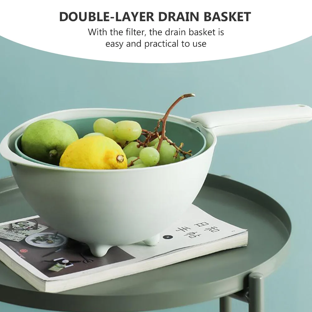 

Sink Drain Strainer Double Layer Drainer Basket Filter Wash Veggies Washing Green