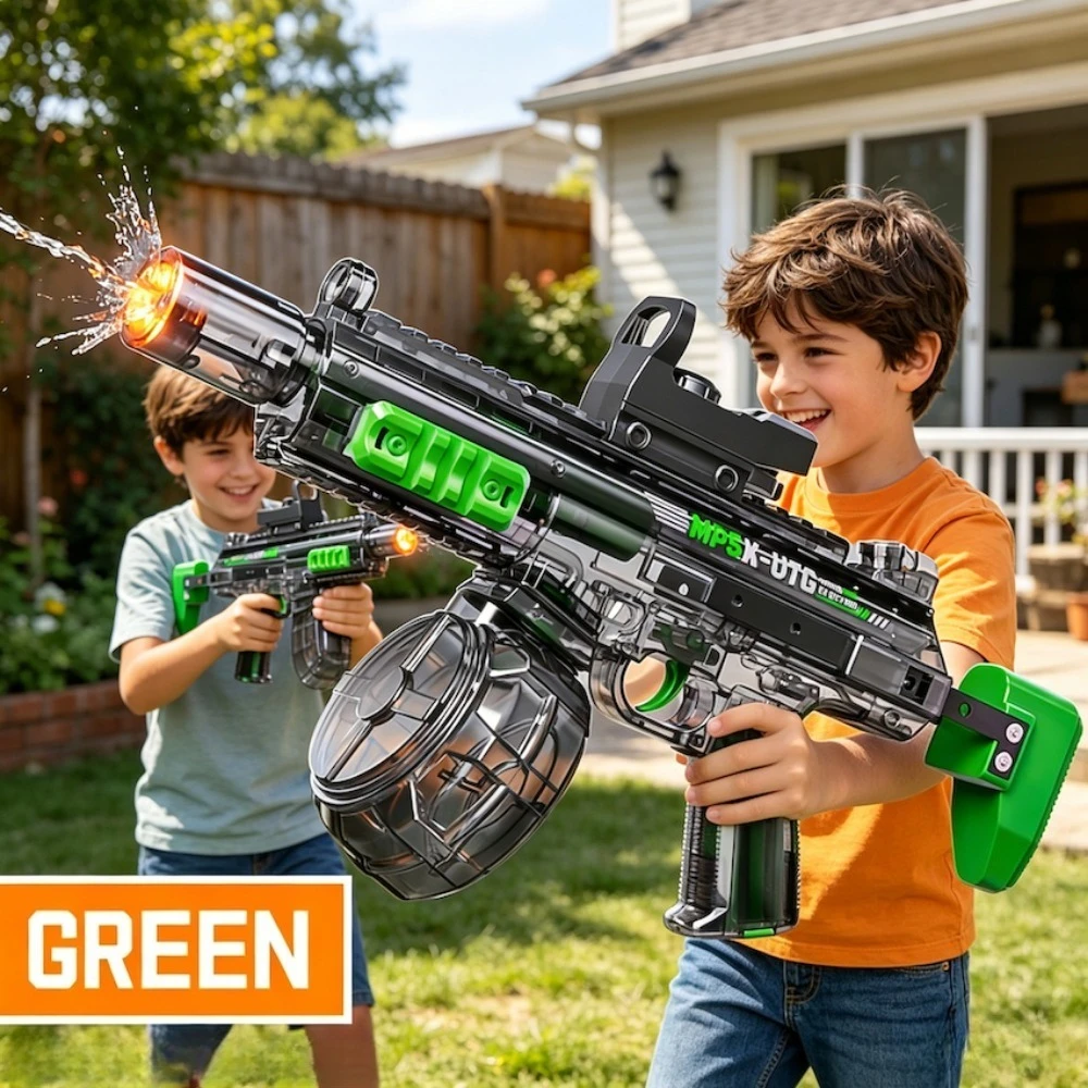 MP5K Full Automatic Water Gun Toy with Retractable Stock Linked Recoil Mechanism Water Pistol Summer Outdoor Beach Shooting Game