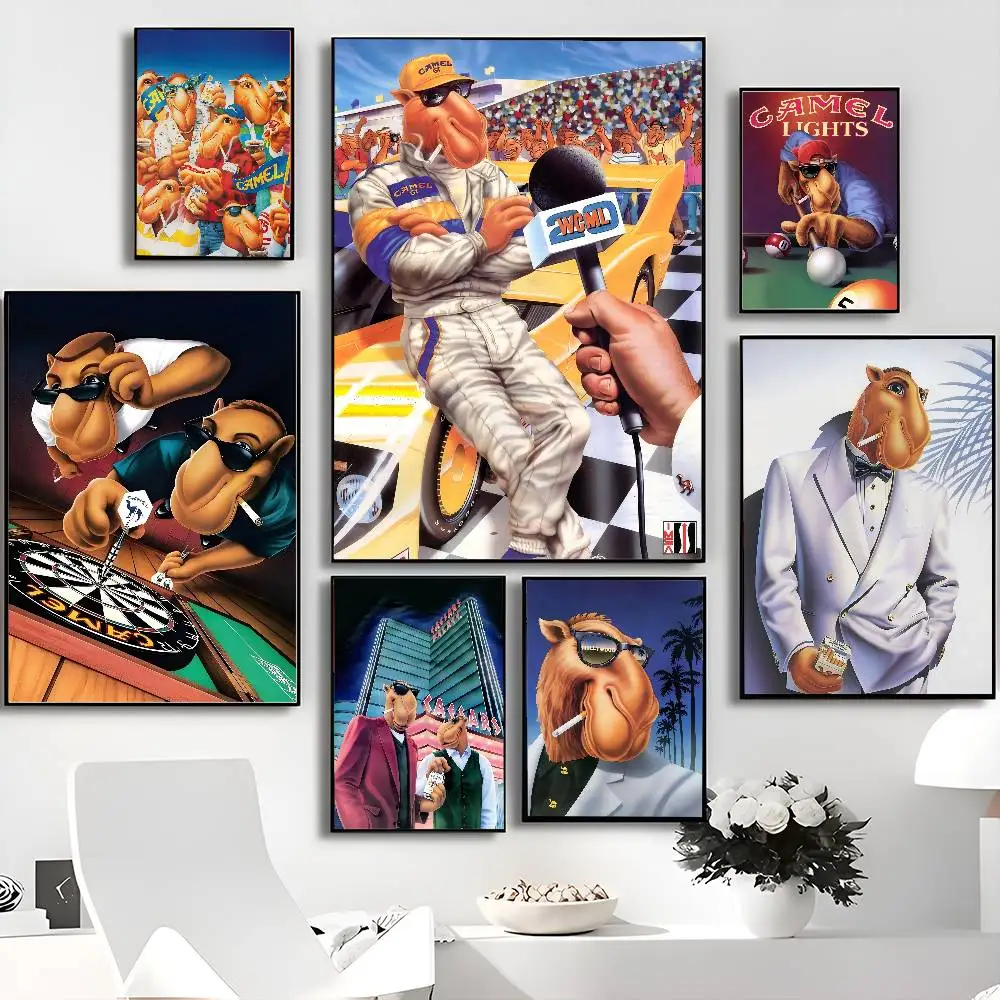 

Vintage Joe Camel Anime Posters Sticky Decoracion Painting Wall Art White Kraft Paper Wall Decor