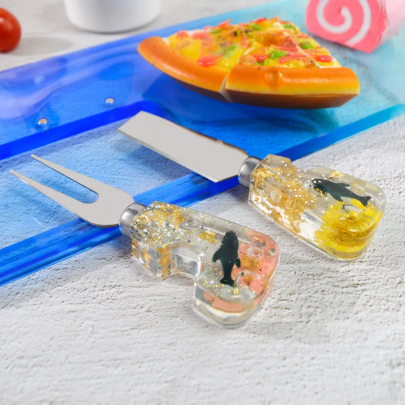 Knife and Fork Handle Epoxy Mold Tableware Western Food/Steak Knife Resin Silicone Mold Suit