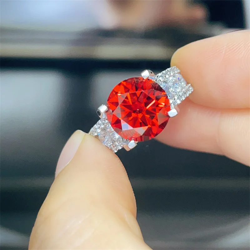 3CT 5CT Red Purple White D Color Moissanite Rings s925 Silver Gemstone Moissanita Beauty Wedding Ring Pass Diamond Tester GRA view 6