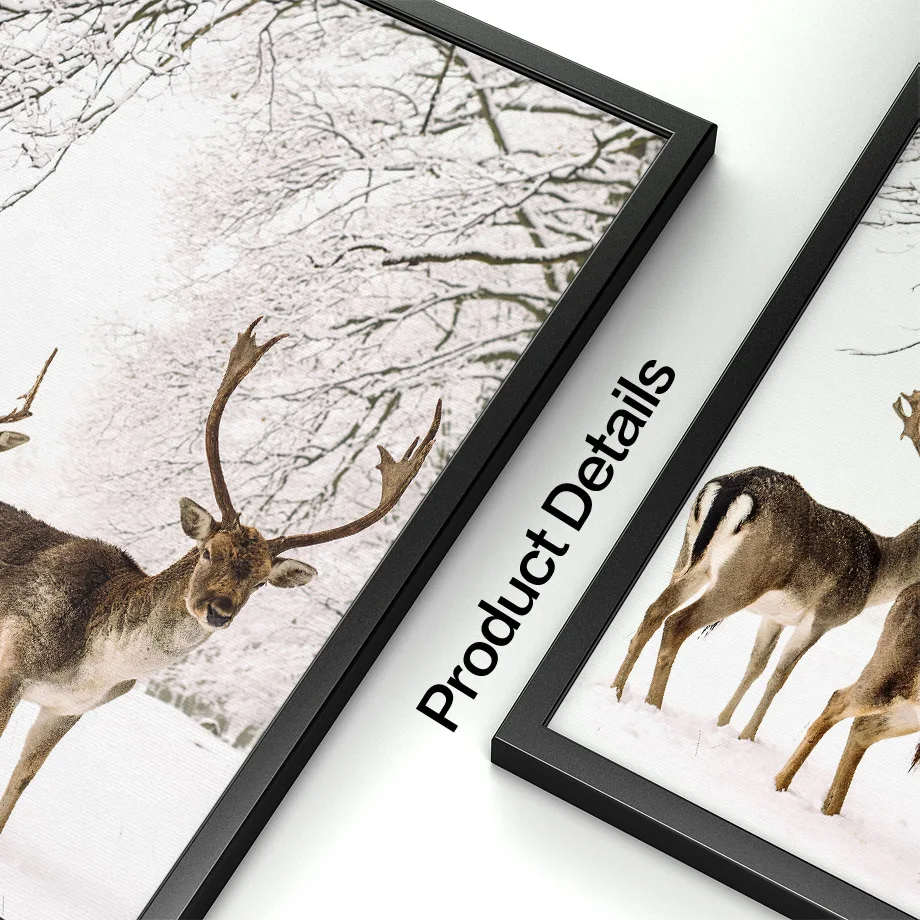 الشتاء الثلوج الغزلان الغابات القصب الخشب الرسم على لوحات القماش الجدارية الشمال الملصقات والمطبوعات جدار صور لغرفة المعيشة ديكور الشتاء #4