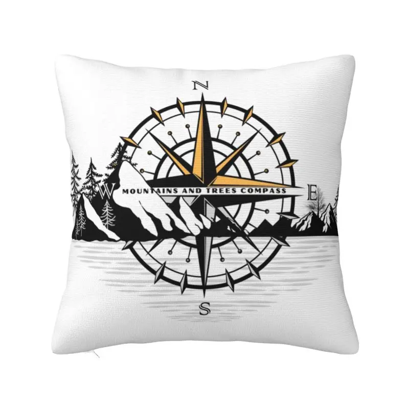 

Mountains And Trees Compass Cushion Cover 40x40cm Velvet Luxury Pillow Cases Home Decoration