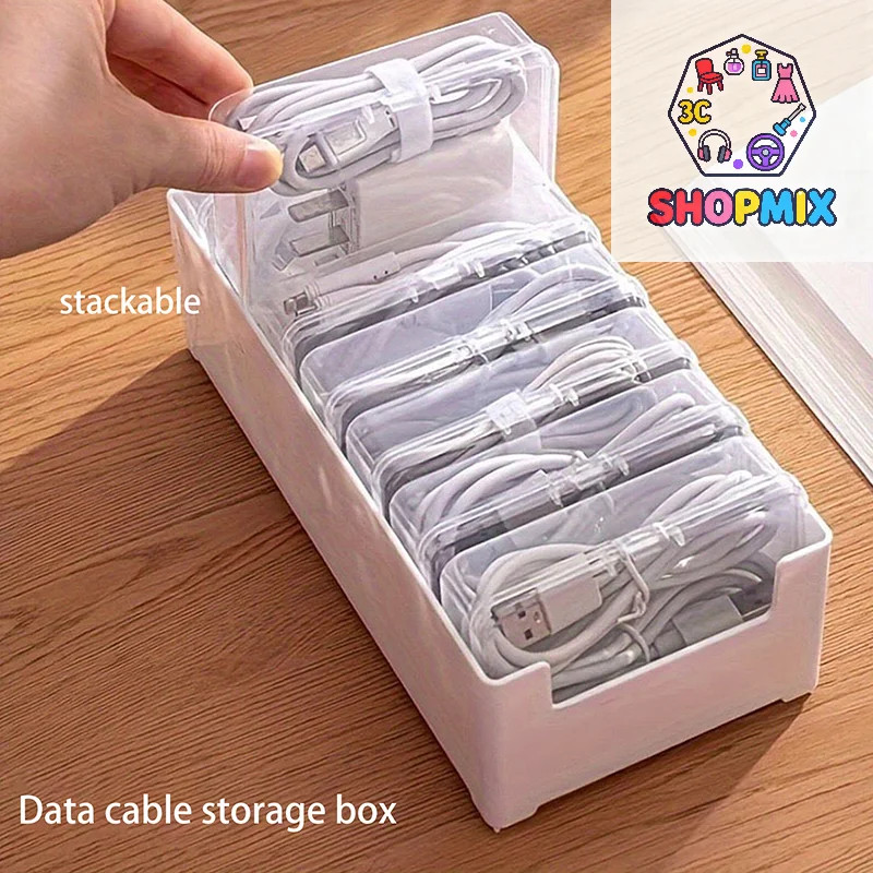 1Set Data Cable Storage Box Cable Organizer Bag With Power Charging Cable Management And Desktop Cable Management Organization