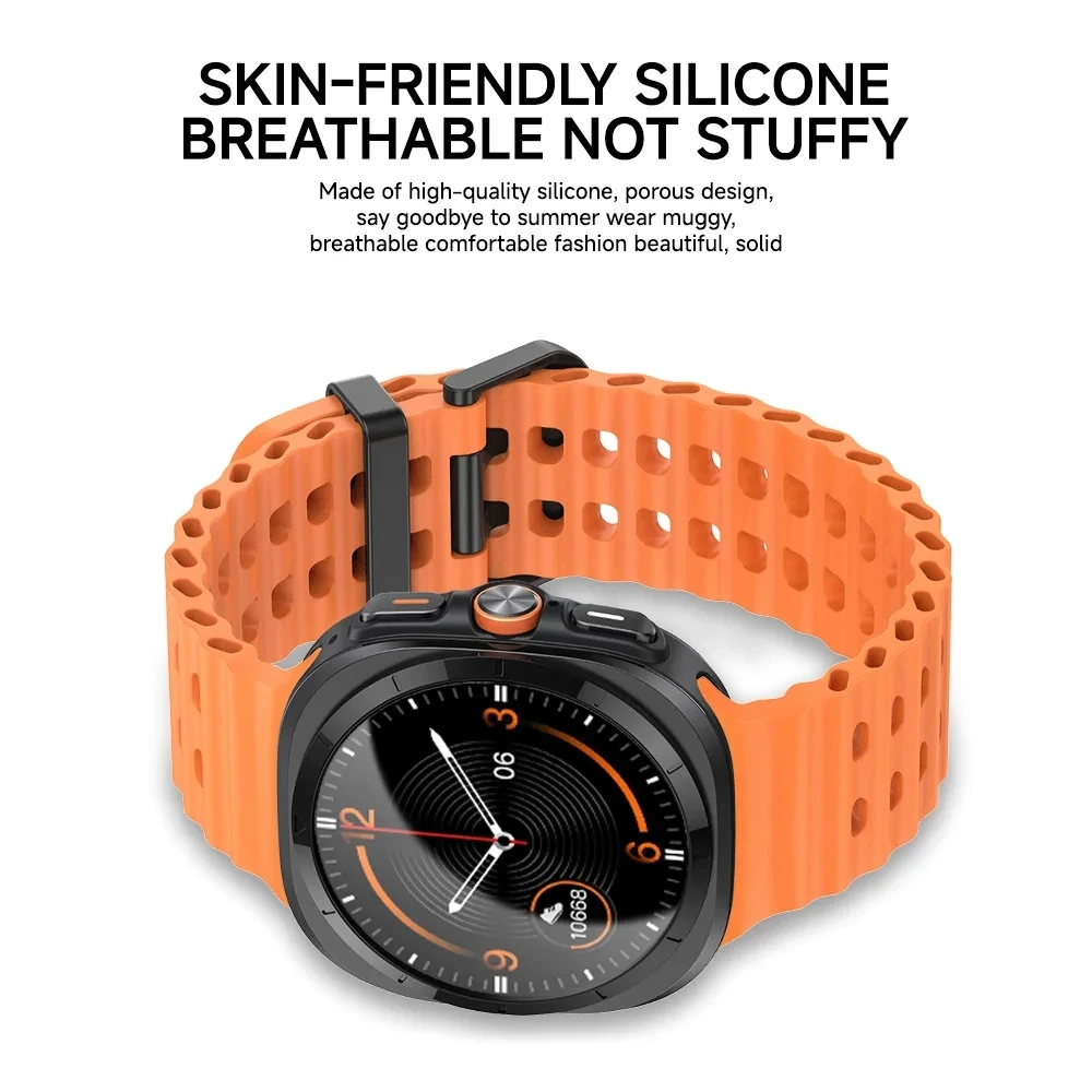 Soft Silicone Ocean Strap For Samsung Galaxy Watch Ultra 47mm LTE Men Women Watch Band Wristband Galaxy Watch 7 Ultra Bracelet
