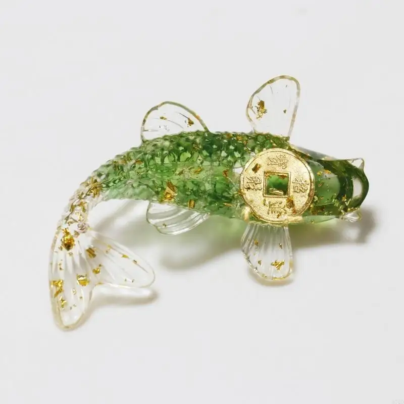 97QD Natural Crystal Fish Figurine para decoraciones automóviles en hogar Regalo estatua resina