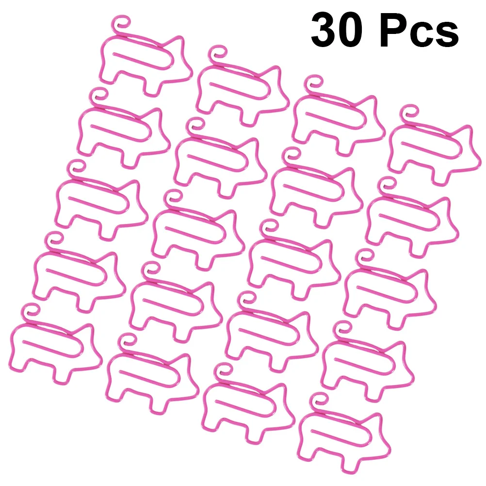 

30pcs Pig Shaped Paper Clips Metal Colorful Office School Supplies Files Holders For Home Stationery Use