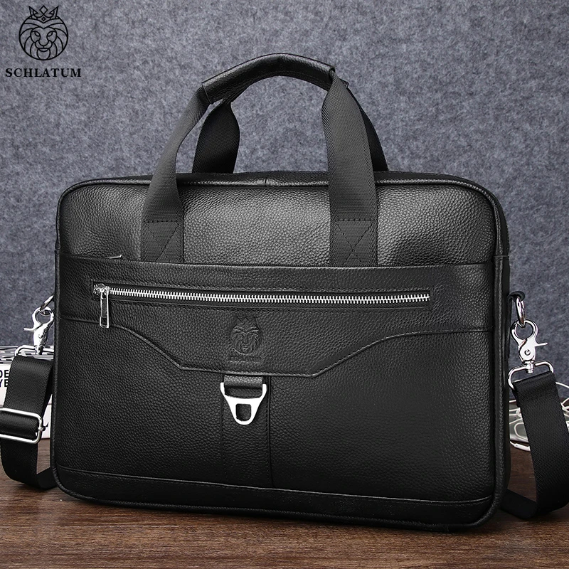 SCHLATUM Men's Leather Briefcase Retro  Casual Crossbody Bag 15.6inch Laptop Business Shoulder Messenger Handbag