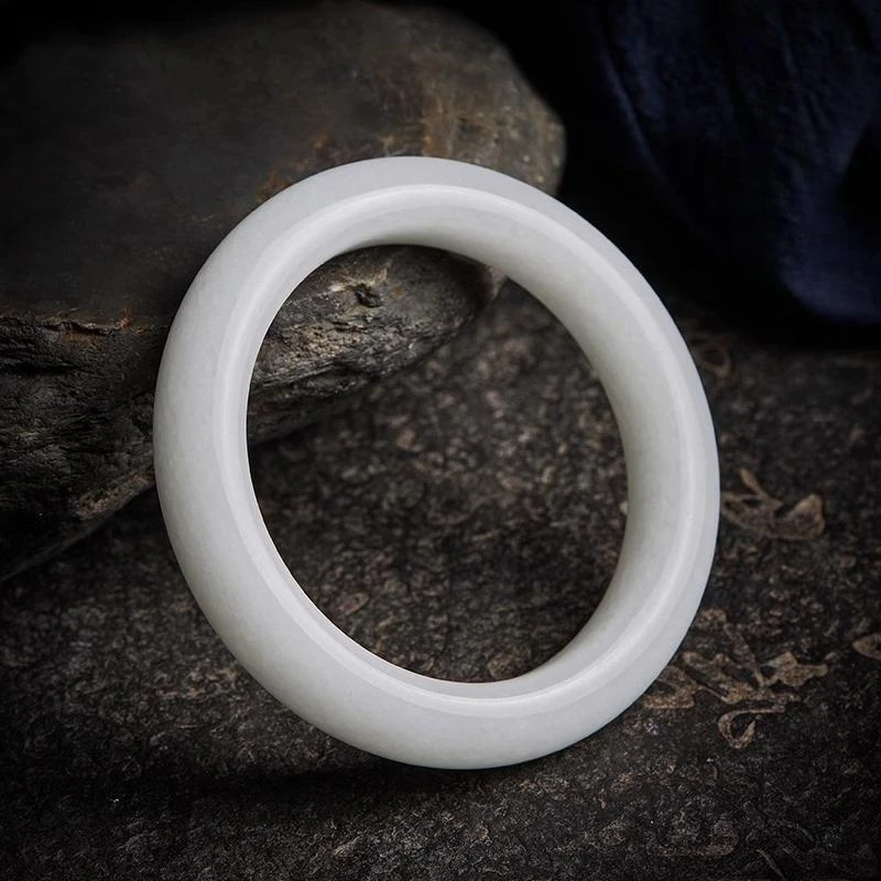 

Новый браслет из натурального белого нефрита, модные, простые и универсальные украшения