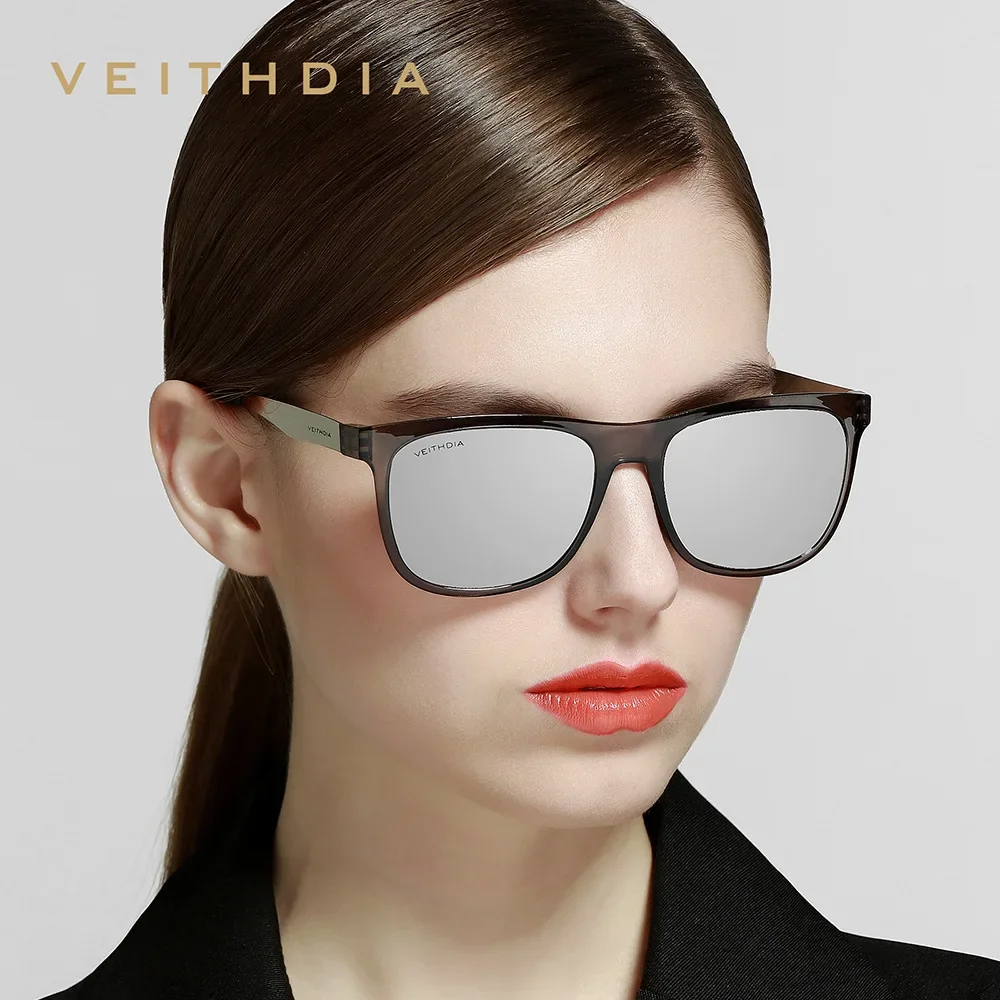 VEITHDIA Sunglasses Square Retro Vintage Polarized UV400 Lens Eyewear Sun Glasses For Men/Women Stainless Steel + TR90  VT611