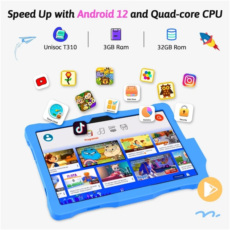 KST102SF 10.1” Android12 Tablet For Kids 3GB+32GB T310 Quad-core 6000mAh 1280 x 800 IPS Dual Camera Type-C