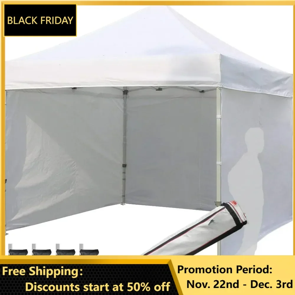 Canopy, 10'x10' Pop-up Tent Commercial Instant Canopies with 4 Removable Zipper End Side Walls and Roller Bag, Bonus 4 SandBags