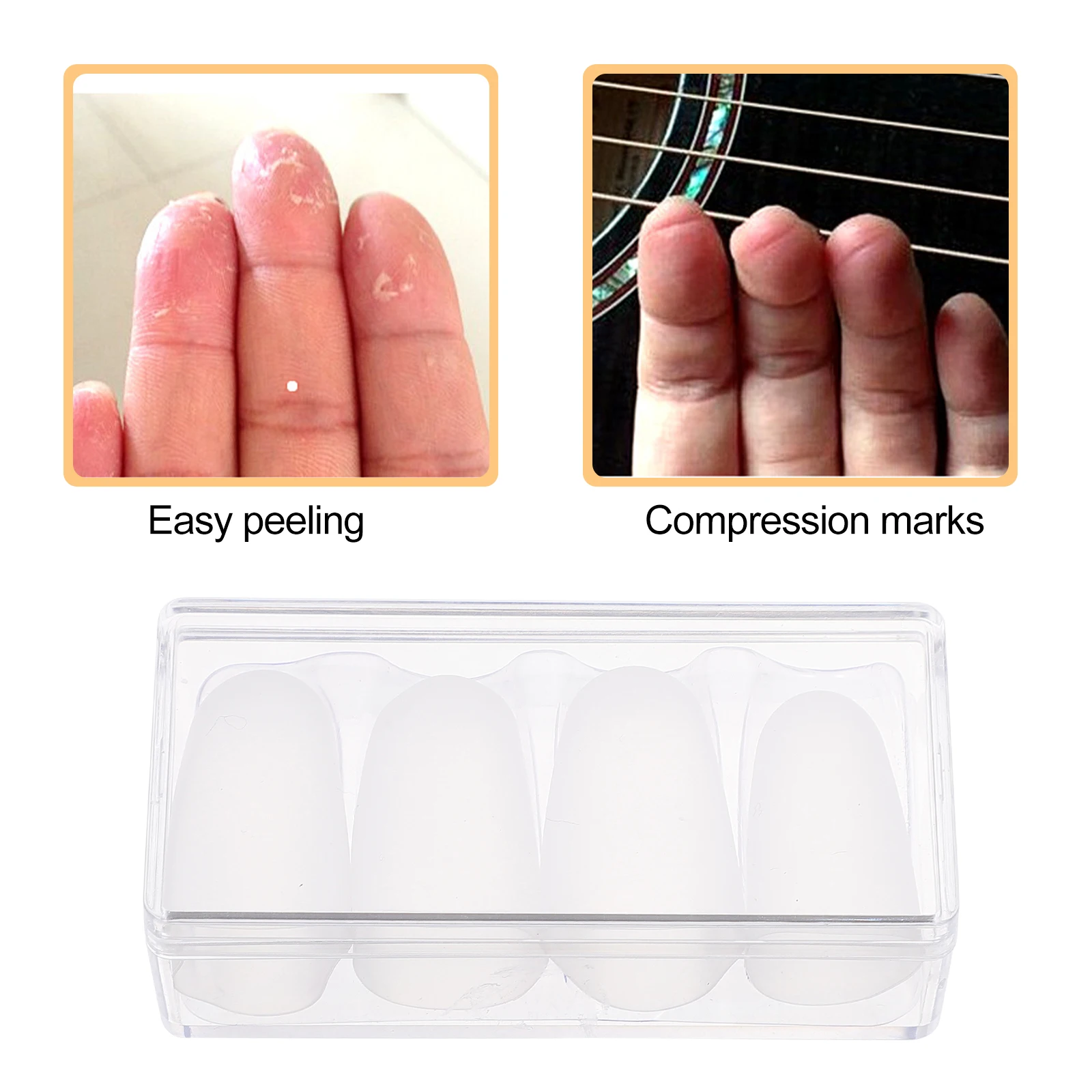 

4 Pcs Ukulele Finger Caps Guitar Cots Sleeves Protectors for Players Silica Gel