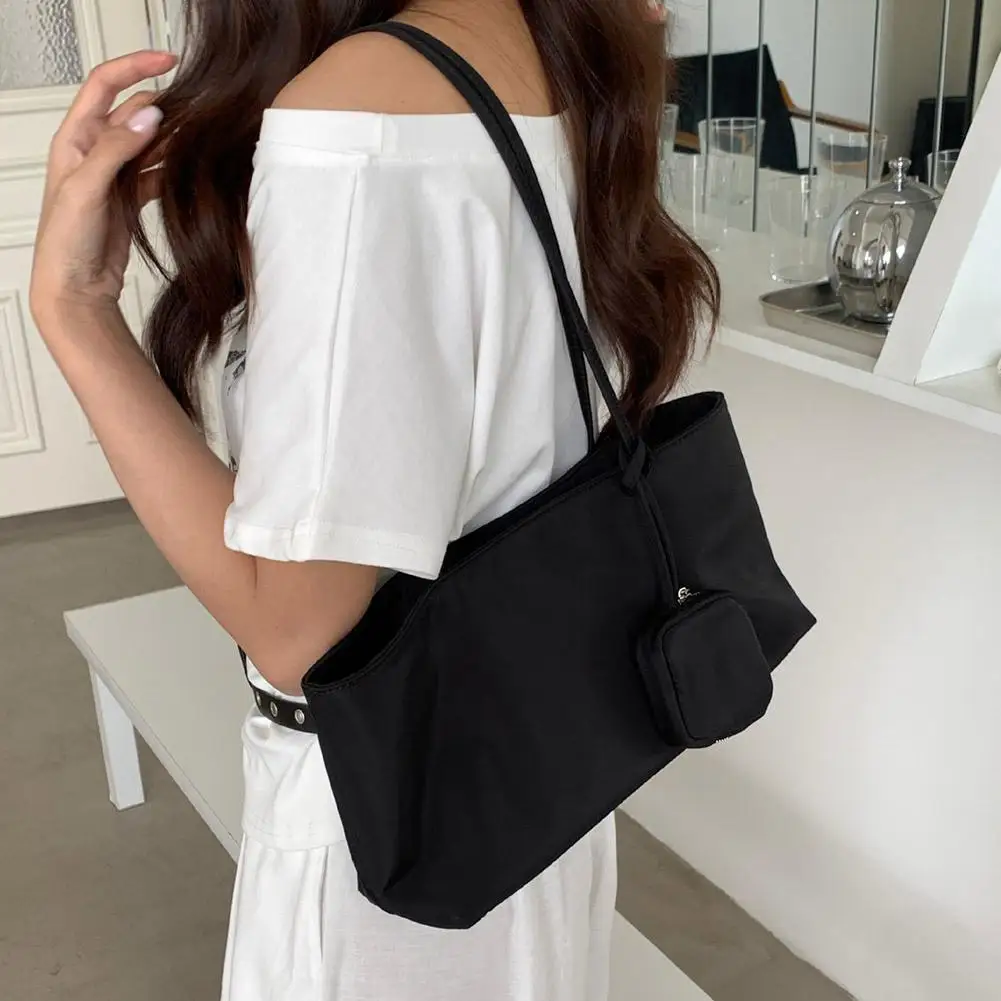 Damen-Handtasche aus Nylon-Canvas mit kleiner Geldbörse, große Kapazität, Umhängetasche, lässige Alltagstasche für Pendler, Achseltasche. – Detail 5