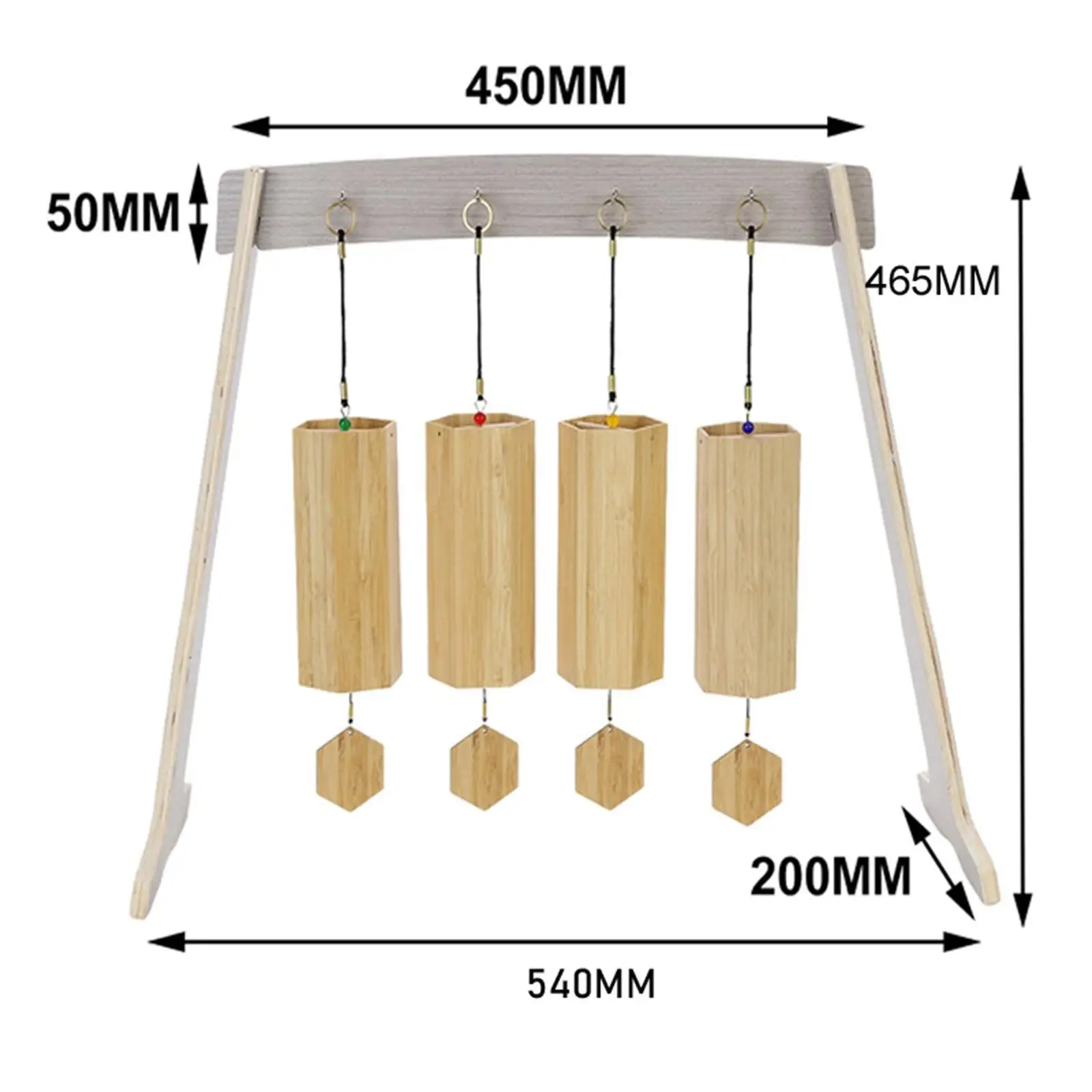 Chime Stand Easy Assembly Wooden Multifunctional Wind Chime Wood Stand Gong Stand for Yoga Tabletop Classroom Bedroom Tea Room