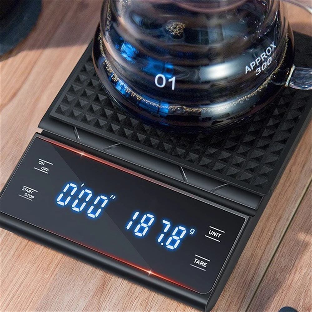 Kitchen Coffee Scale With Timer Drip Coffee Scale Portable Digital Electronic Scale 3KG/0.1g Precision LCD Display Baking Scale