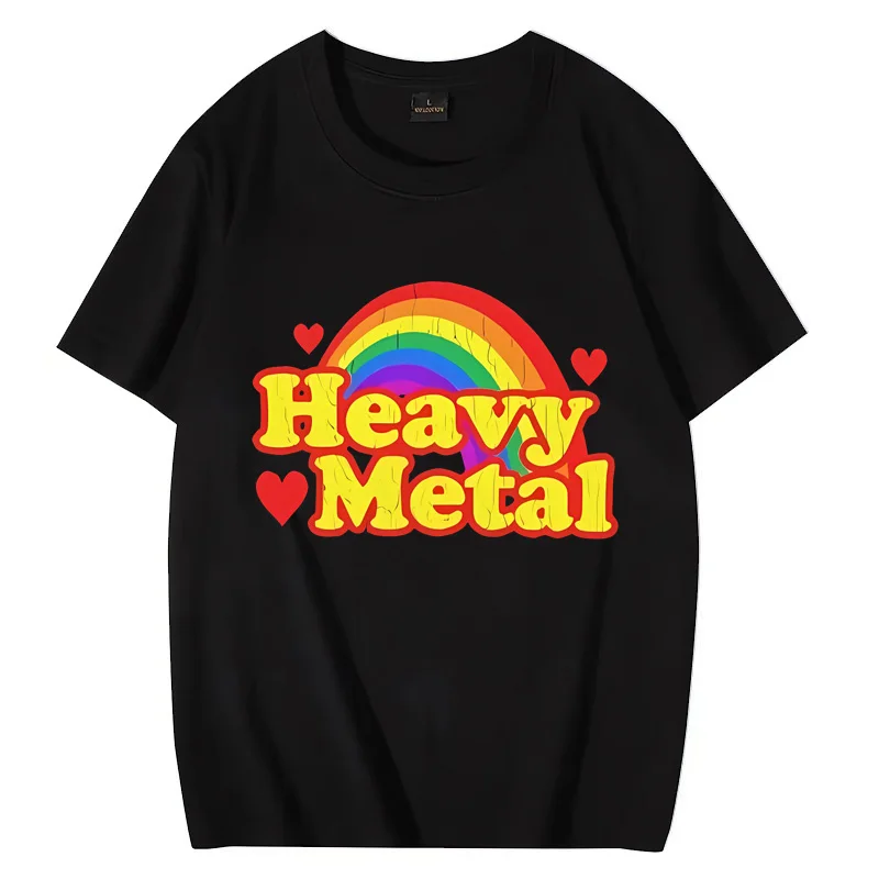 Funny Heavy Metal Rainbow vintage T - Shirt Men Women Casual throwback streetwear Short Sleeve 100% Cotton Oversized Unisex Tee