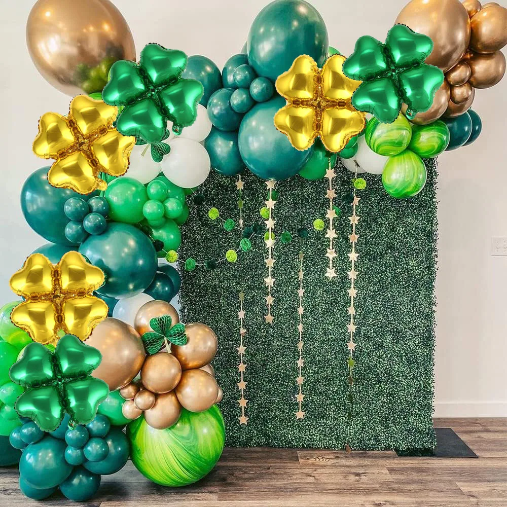 100-10 Stück St. Patrick's Day Luftballons, vierblättrige Kleeblatt-Folienballons, 18 Zoll Shamrock-Ballons, St. Patrick's Day, Hochzeit, Geburtstag, Dekoration – Detail 38
