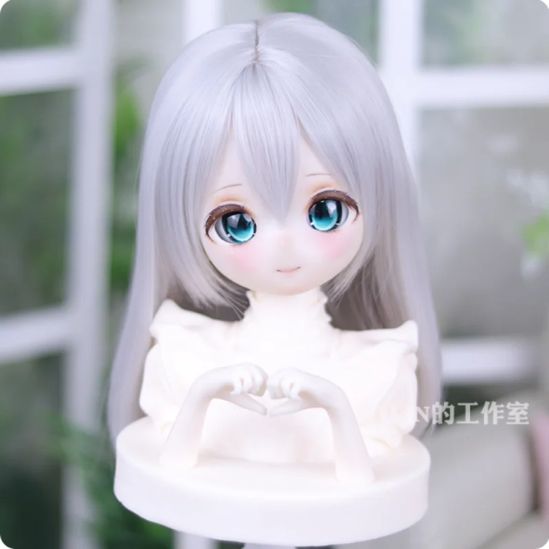 Perucas de boneca bjd, cabelo longo e reto de alta temperatura para 1/3 1/4 msd mdd, acessórios de cabelo para meninas, presente diy